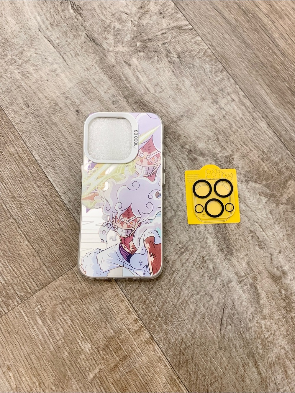 One Piece Black White Gear 5 Luffy Anime Iphone 15 Pro Case with Lens Protector
